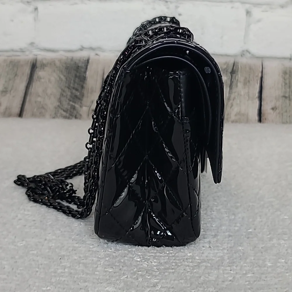 Chanel So Black Classic Patent Quilted Med 2.55 Reissue Double Flap Bag NWT/NIB